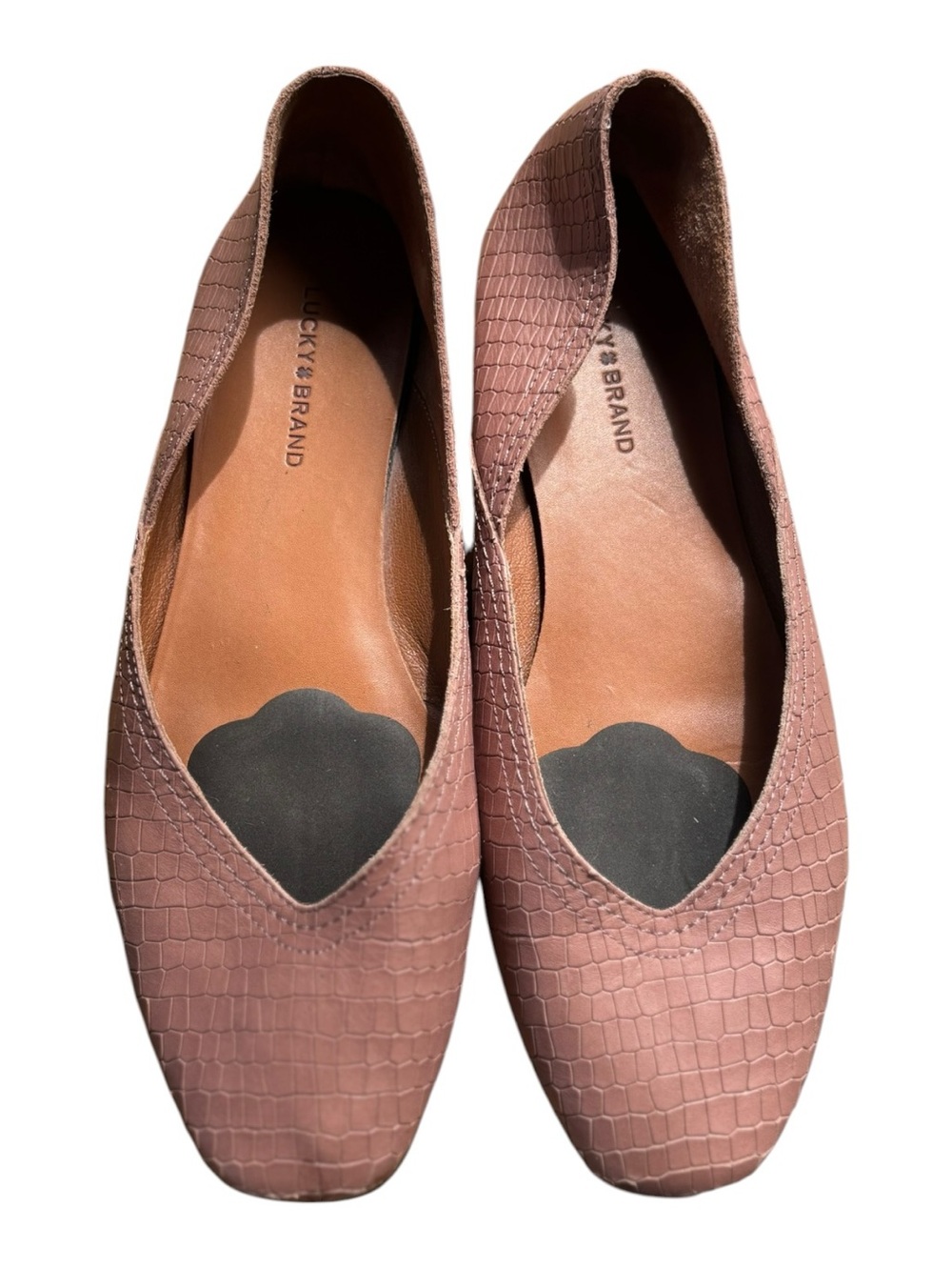 Lucky Brand Alba Loafer Dusty Rose Croc-Embossed Pointed Toe Flats Size 7.5 M